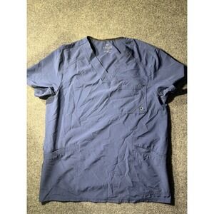 Infinity by Cherokee Scrub Top Womens Large Blue Fair V-Neck Pocket CK623A